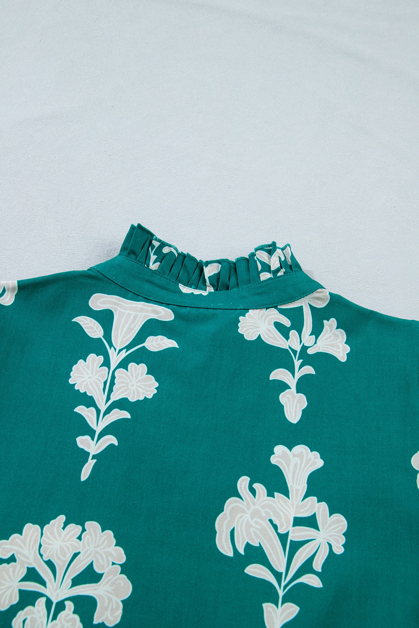 Frilled V Neck Puff Short Sleeve Floral Mini Dress
