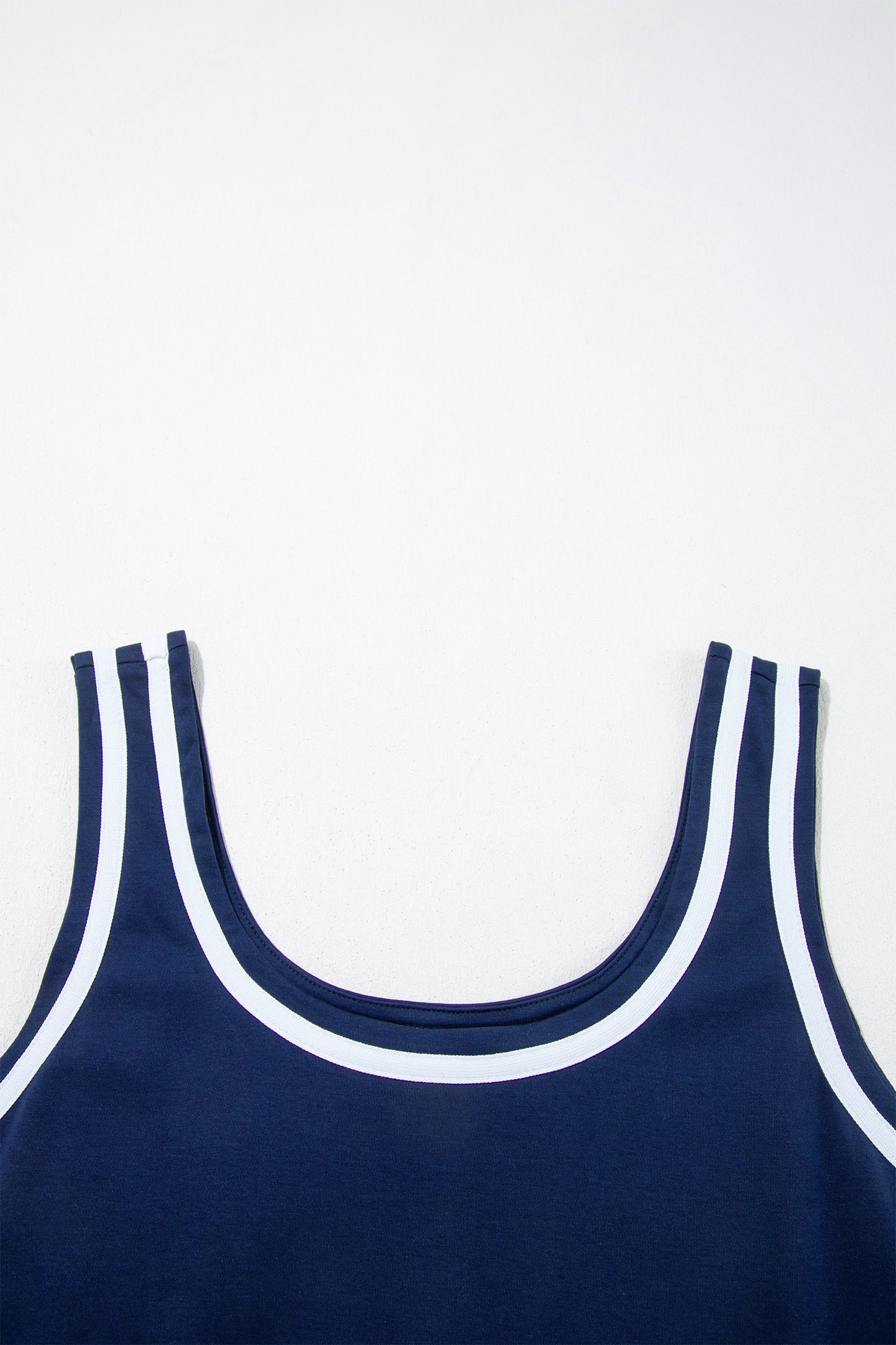 Contrast Trim U Neck Sleeveless Mini Dress