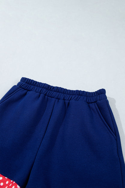 Polka Dot Trim Baggy Pullover 2pcs Short Set