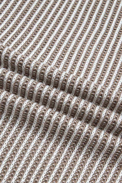 Pale Khaki Contrast Trim Ribbed Knit Sweater Tank Top