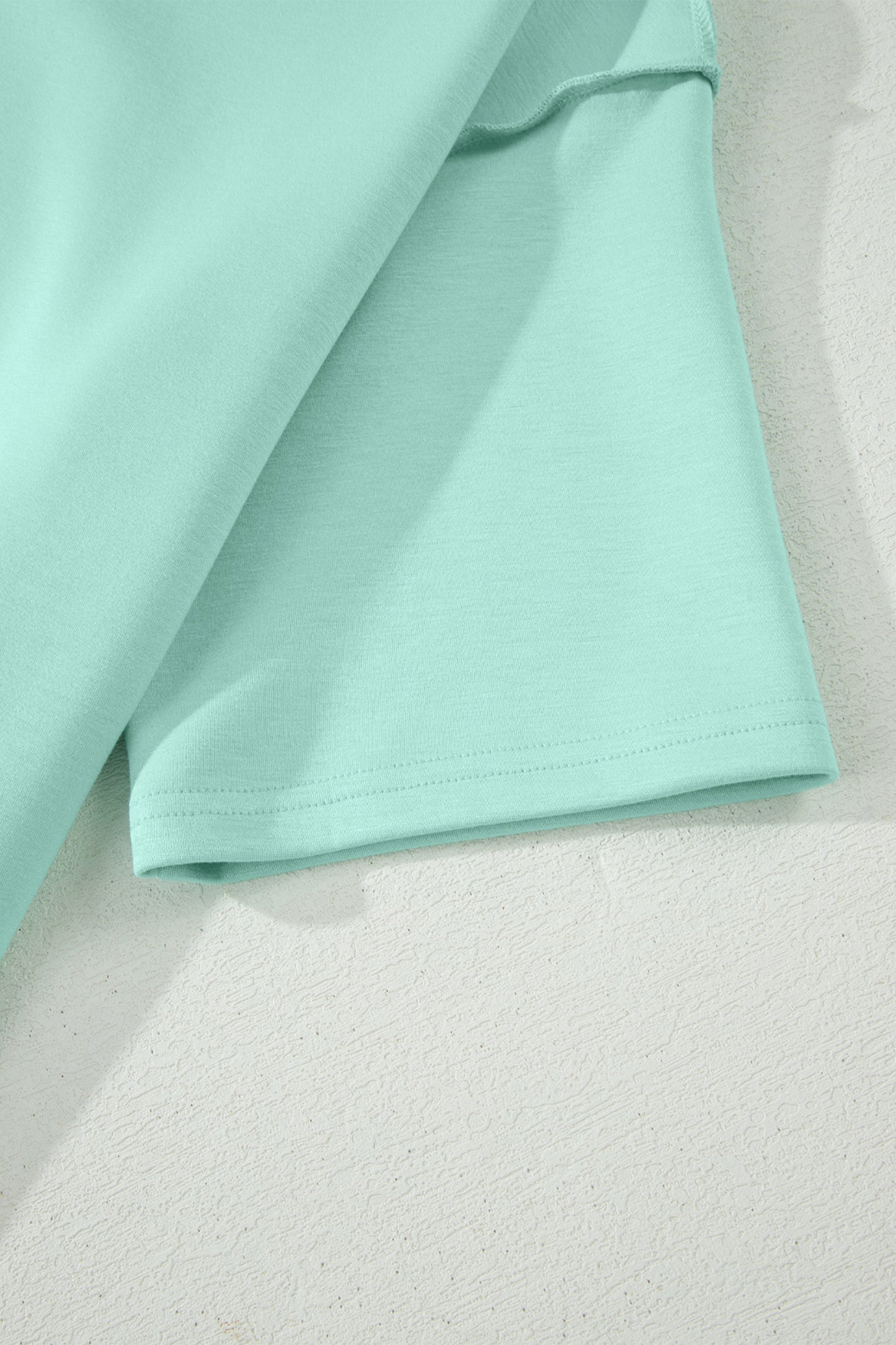 Solid Color Exposed Seam Mock Neck Oversize Tee Casual Shorts 2pcs Outfit