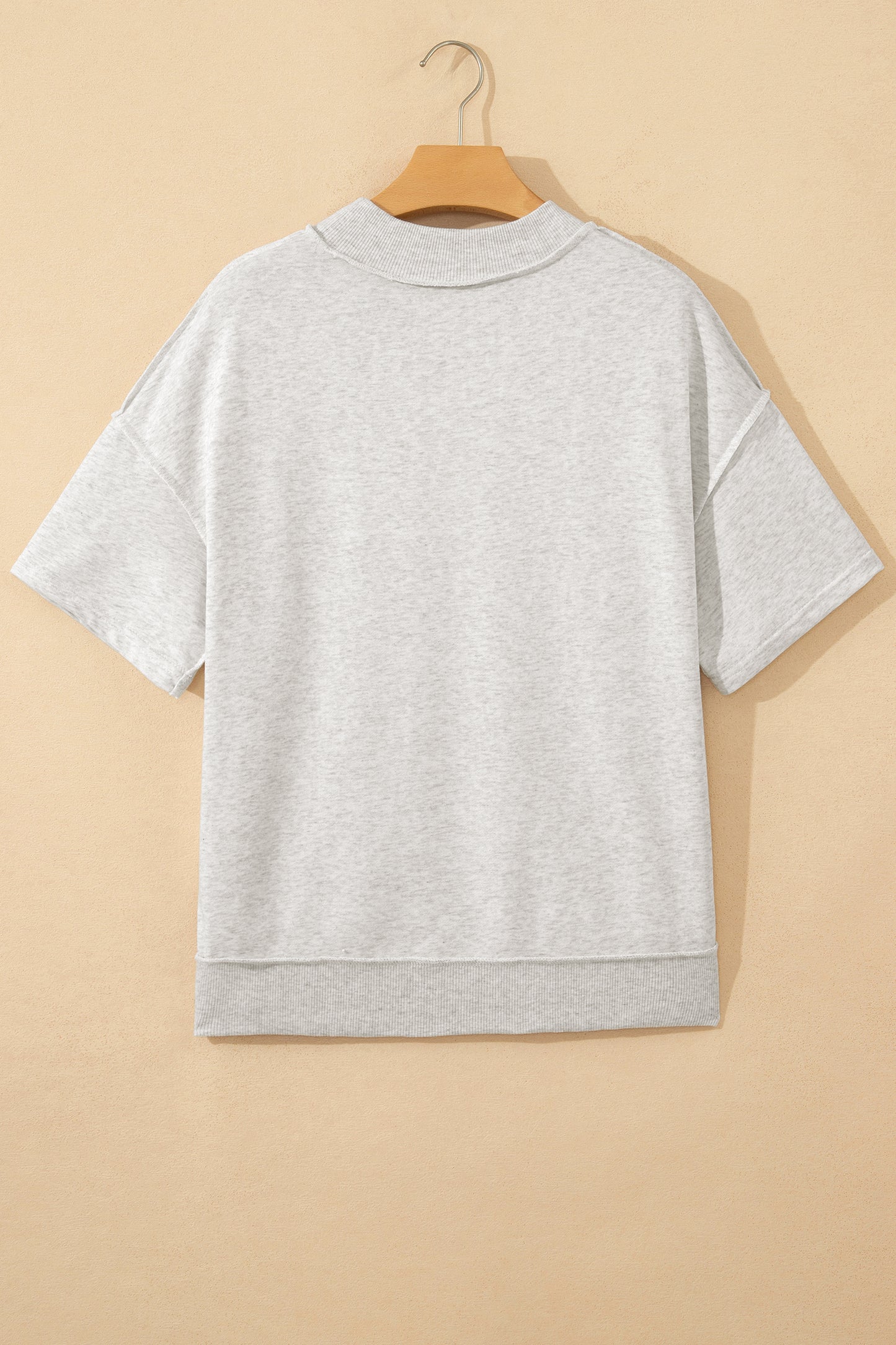 Exposed Seam Detail Mock Neck Tee