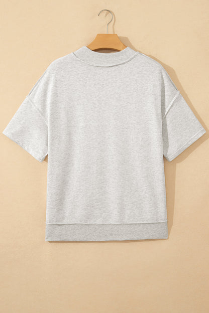 Exposed Seam Detail Mock Neck Tee