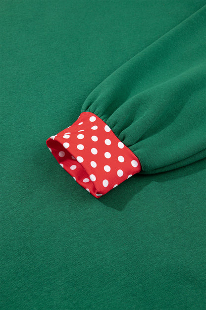 Polka Dot Trim Baggy Pullover 2pcs Short Set