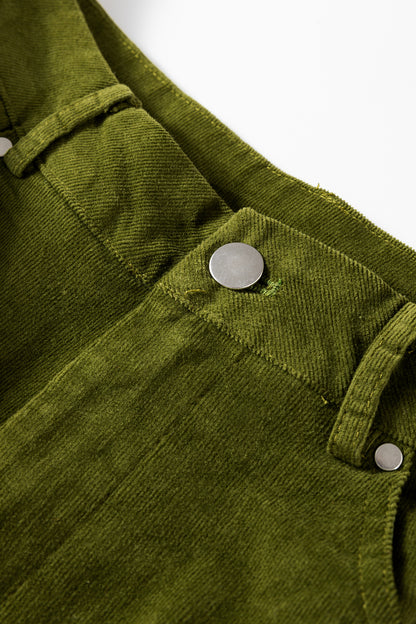 Burgundy Corduroy Solid Color High Waist Wide Leg Pants