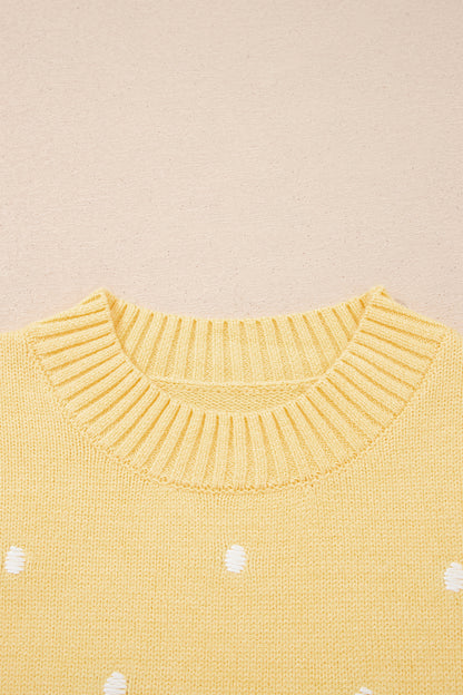 Elegant Polka Dot Bubble Short Sleeve Sweater