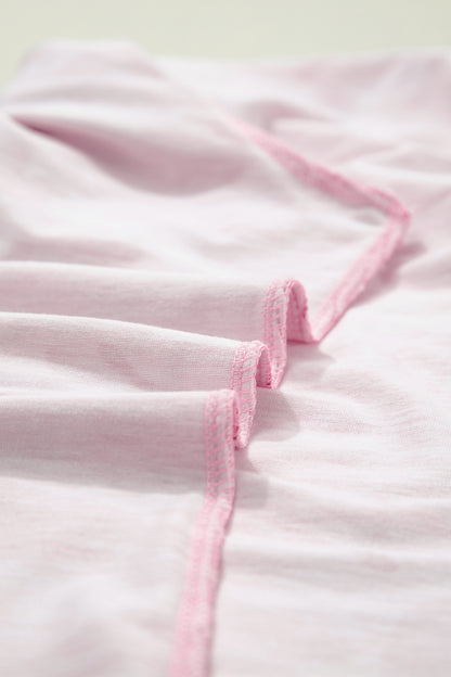 Pink Camouflage Print Crew Neck T Shirt