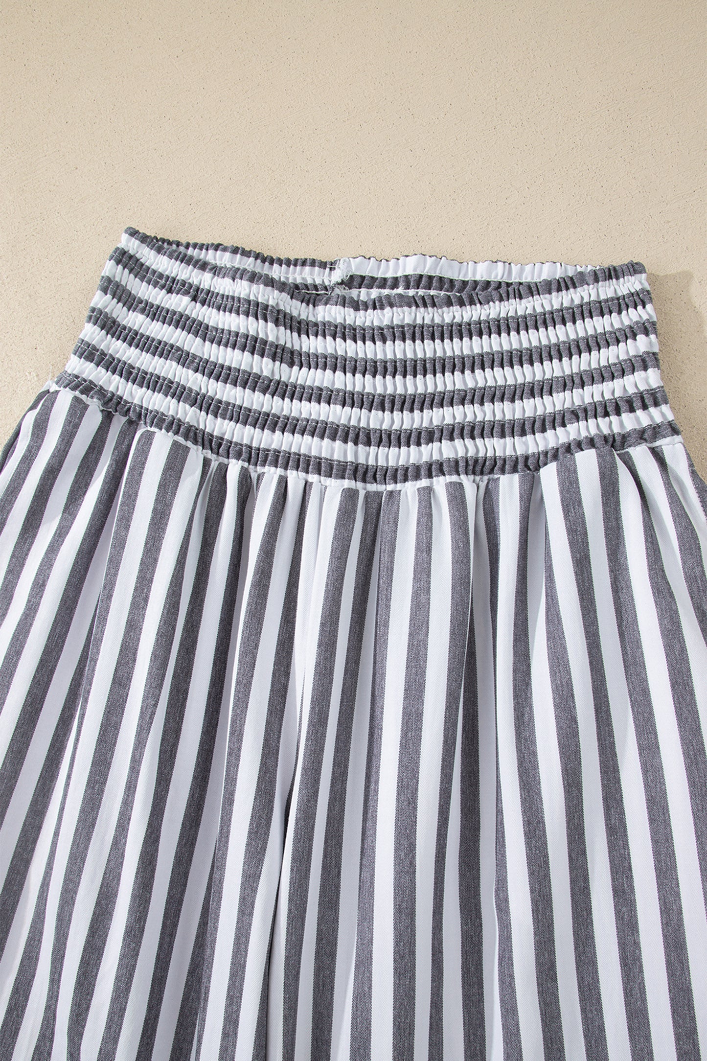 Stripe Shirred High Waist Loose Summer Pants