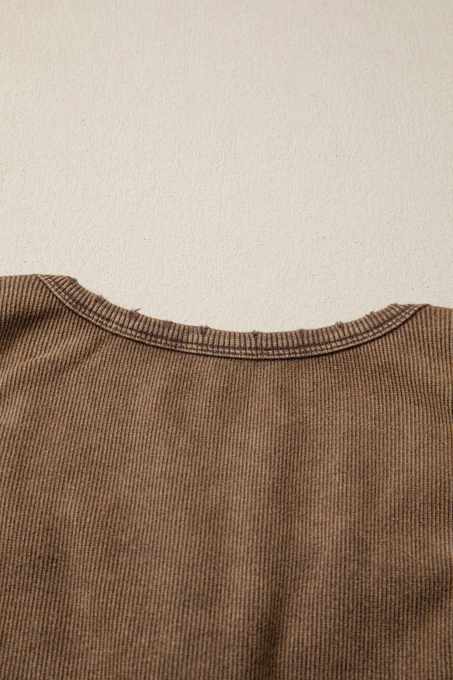 Coffee Vintage Distressed Ribbed Mineral Wash Tank Top
