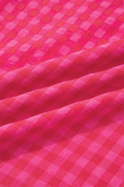 Plaid Square Neck Fit-and-flared Vacation Sundress
