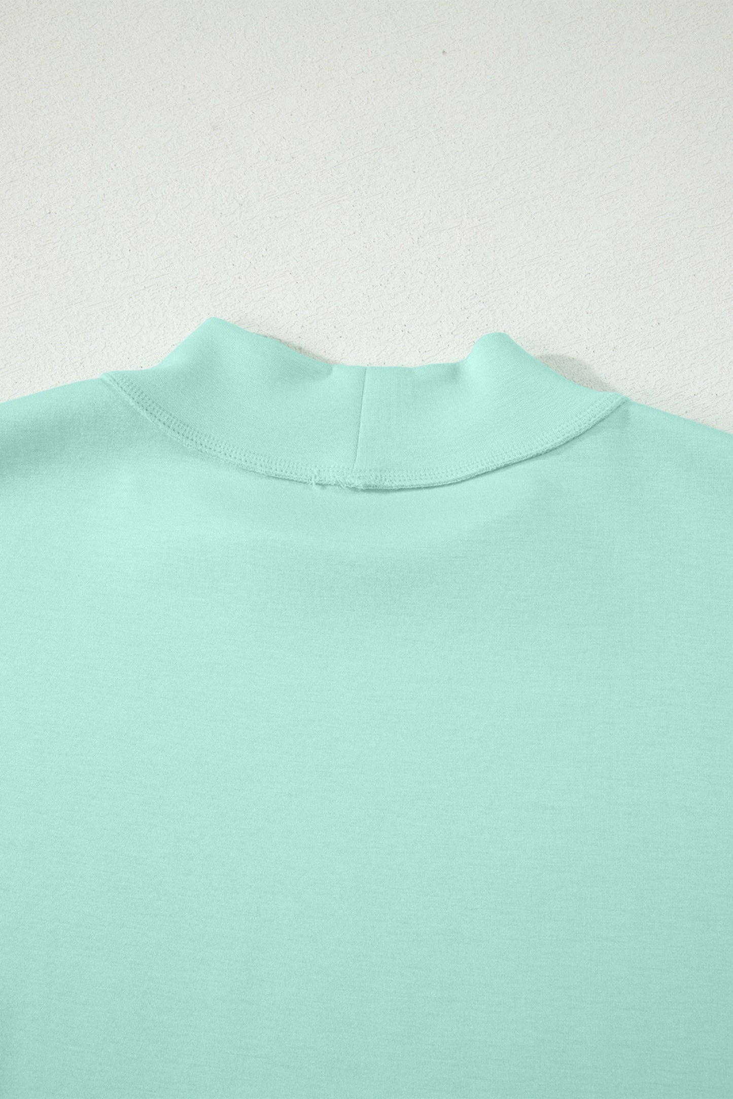 Solid Color Exposed Seam Mock Neck Oversize Tee Casual Shorts 2pcs Outfit