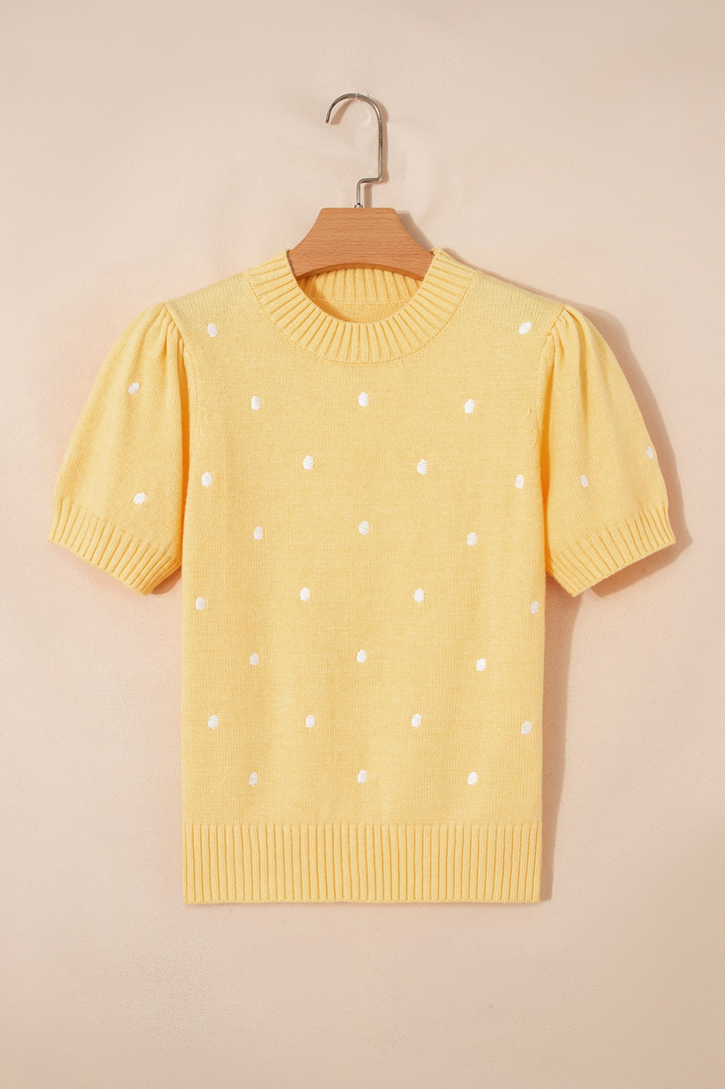 Elegant Polka Dot Bubble Short Sleeve Sweater