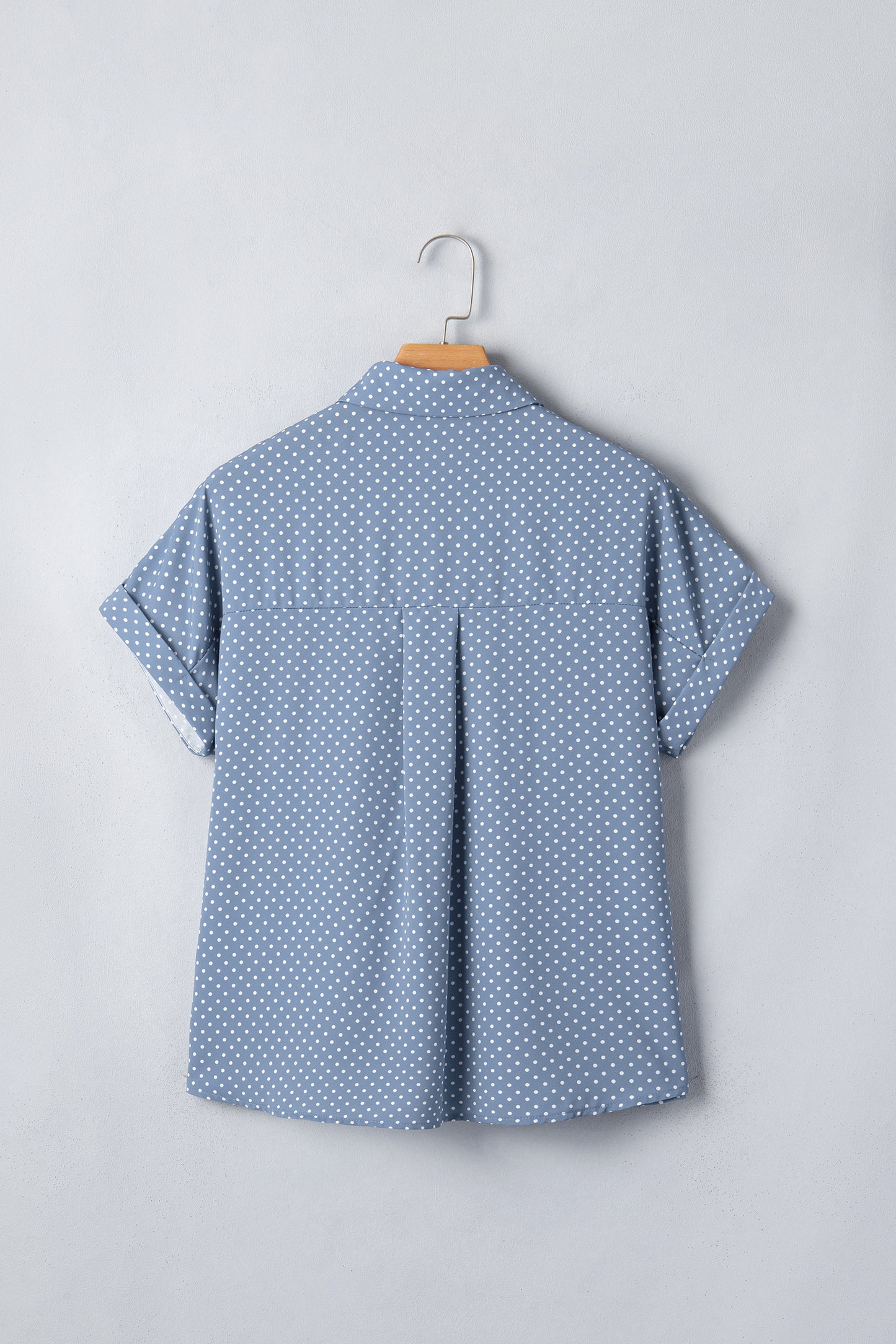 Dotted Print Cuffed Short Sleeve Shirt