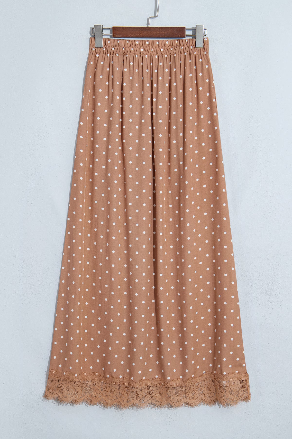 Polka Dot Lace Hem Elegant Long Shift Skirt