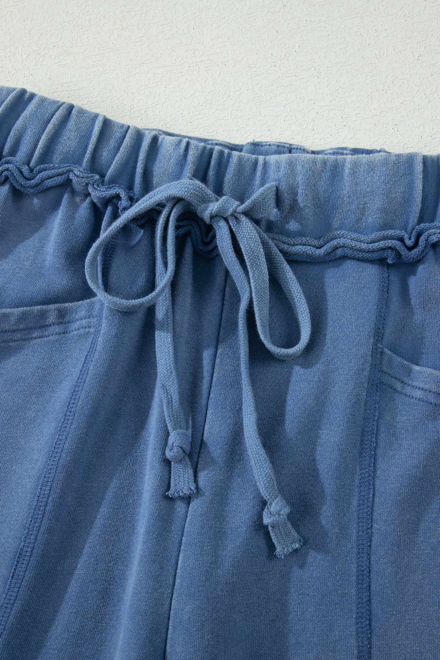 Mineral Wash Drawstring Retro High Waist Wide Leg Western Pants