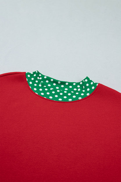 Polka Dot Trim Baggy Pullover 2pcs Short Set