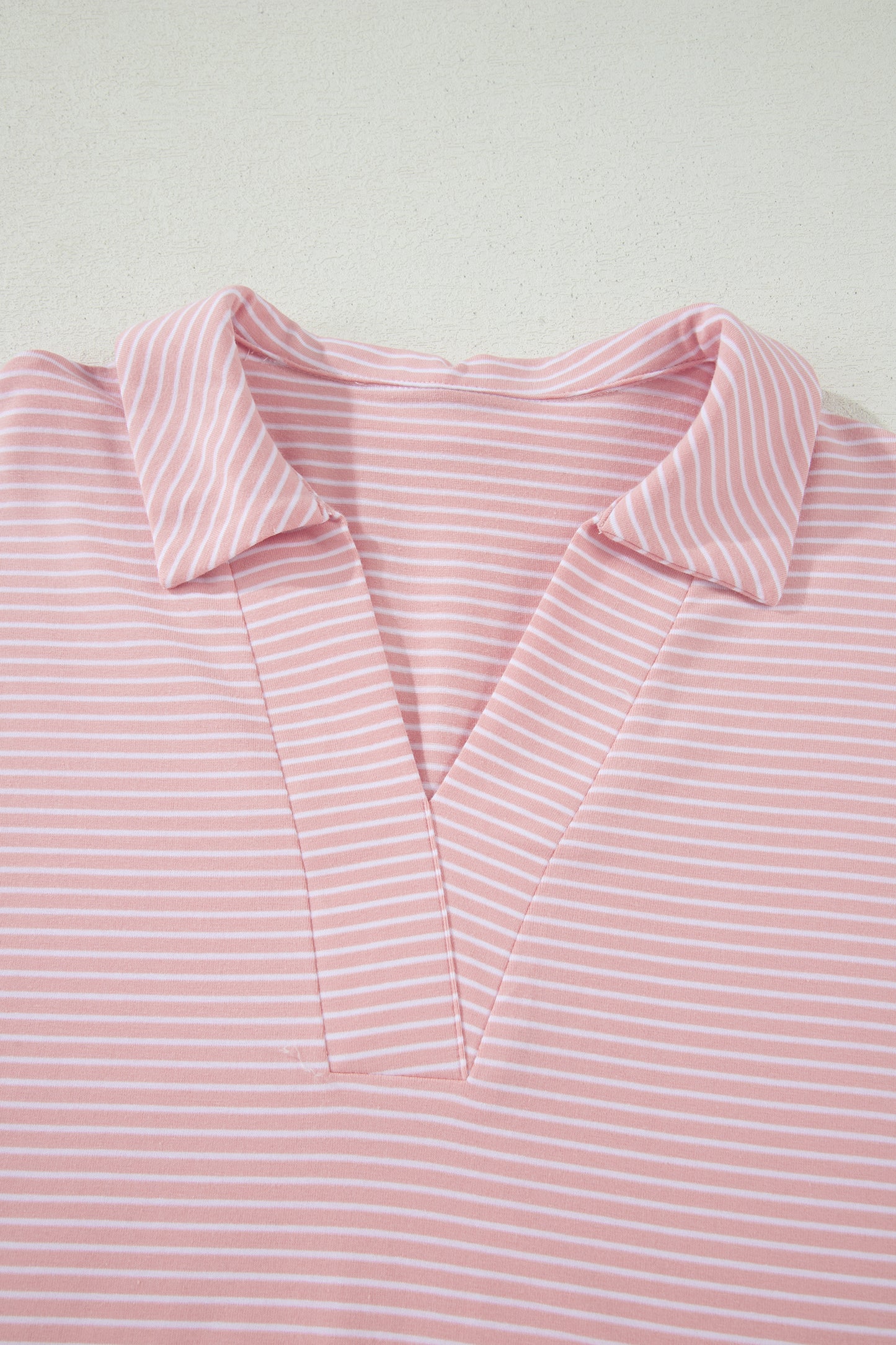 Stripe Dolman Sleeve Polo Shirt and Drawstring Shorts Set