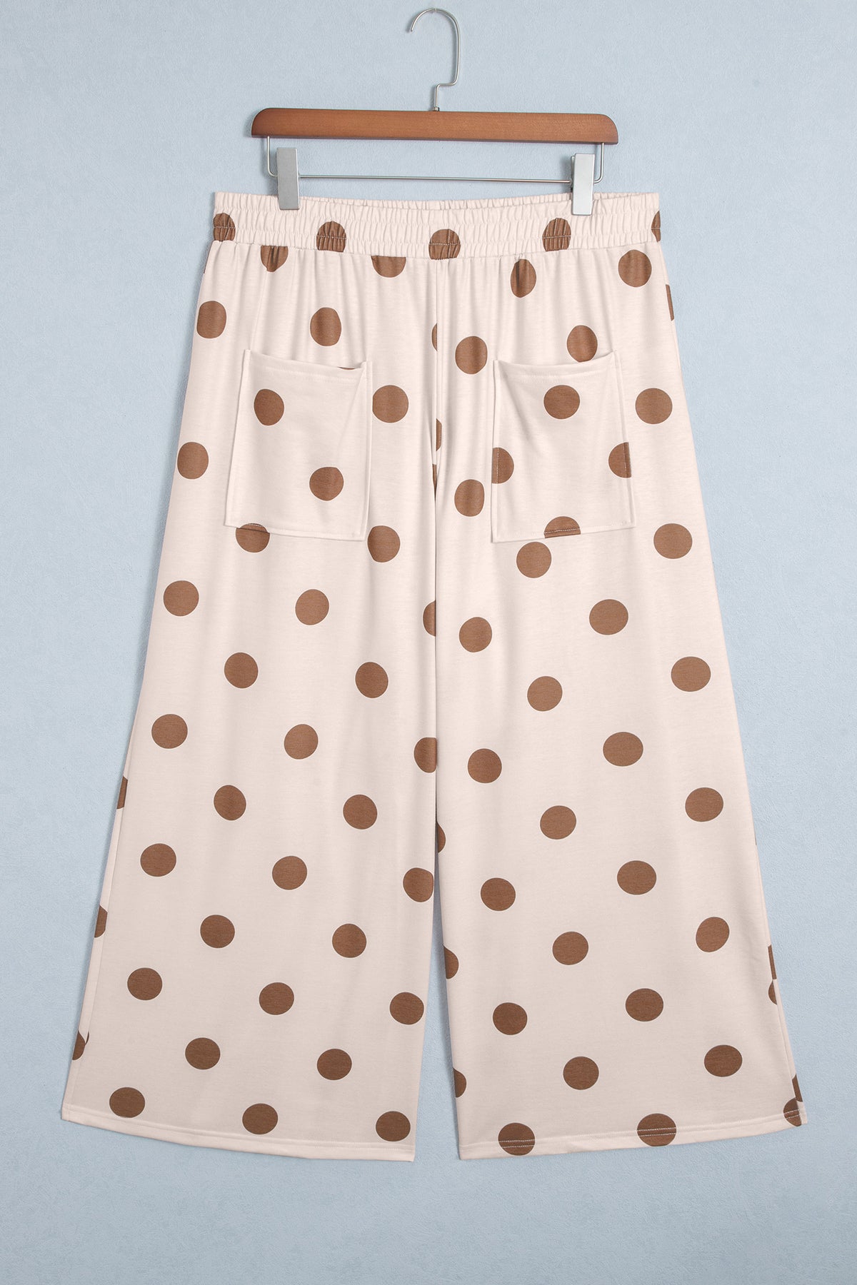 Polka Dot Elastic Waist Wide Leg Plus Size Pants