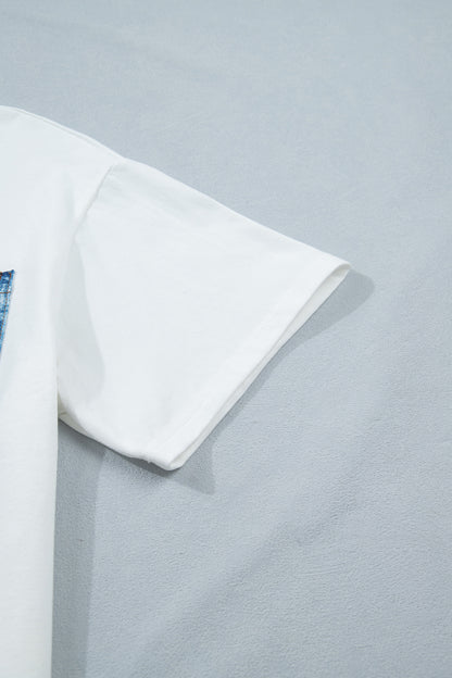 Color Block Chest Pocket Patched Casual Short Sleeve Top