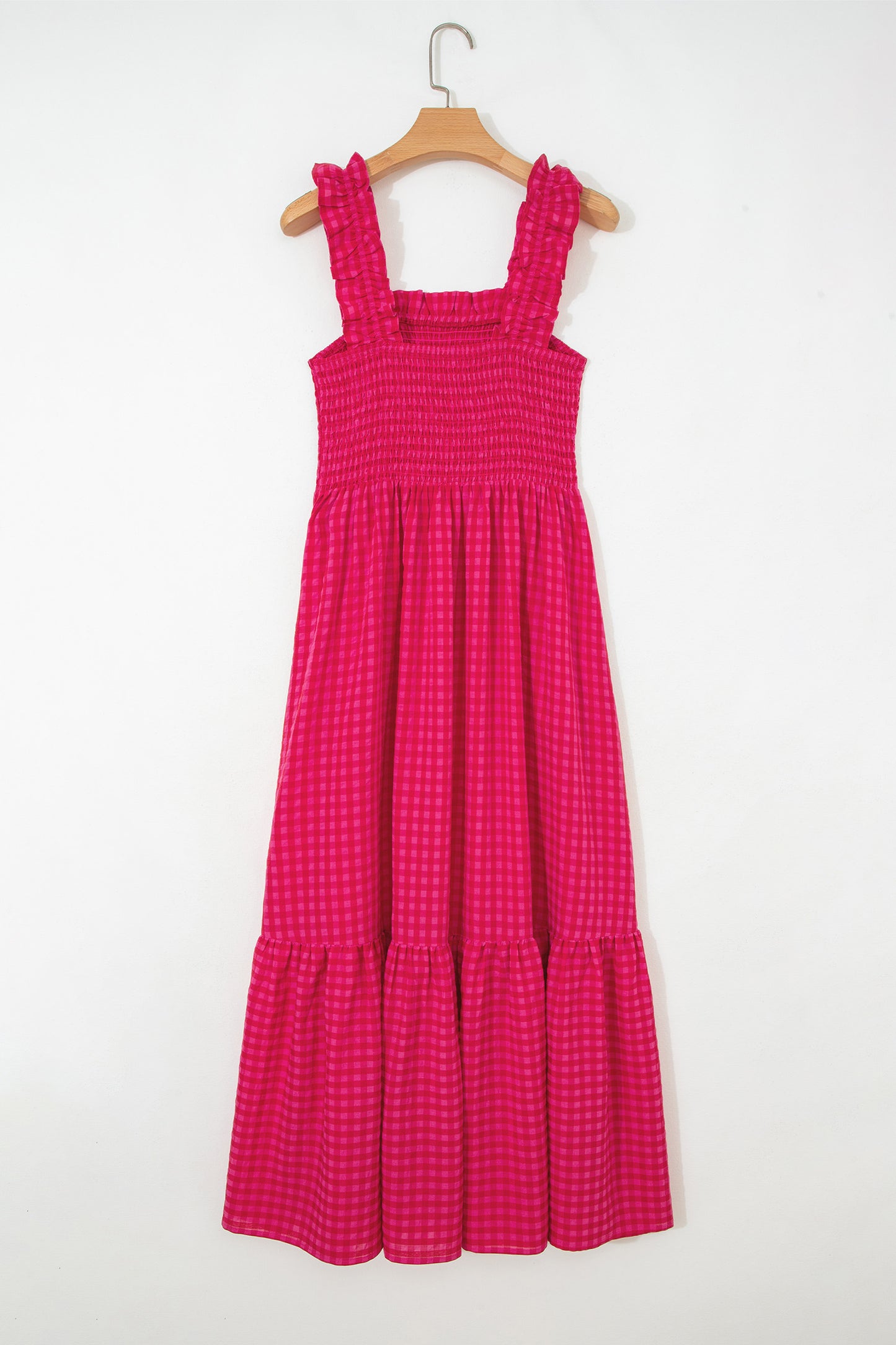 Plaid Square Neck Fit-and-flared Vacation Sundress