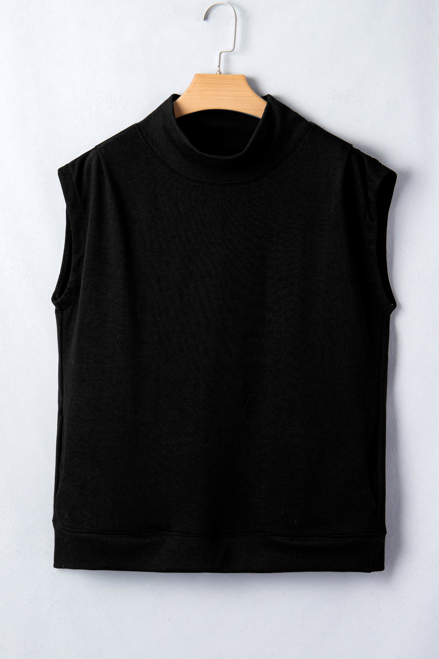 Solid Color High Neck Cap Sleeve Loose Top