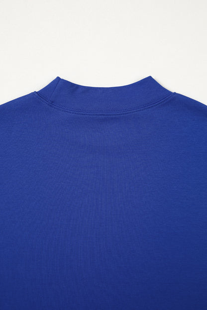 Pink Solid Color High Neck Oversize Tee