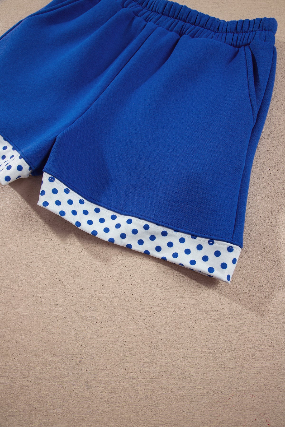 Polka Dot Trim Baggy Pullover 2pcs Short Set