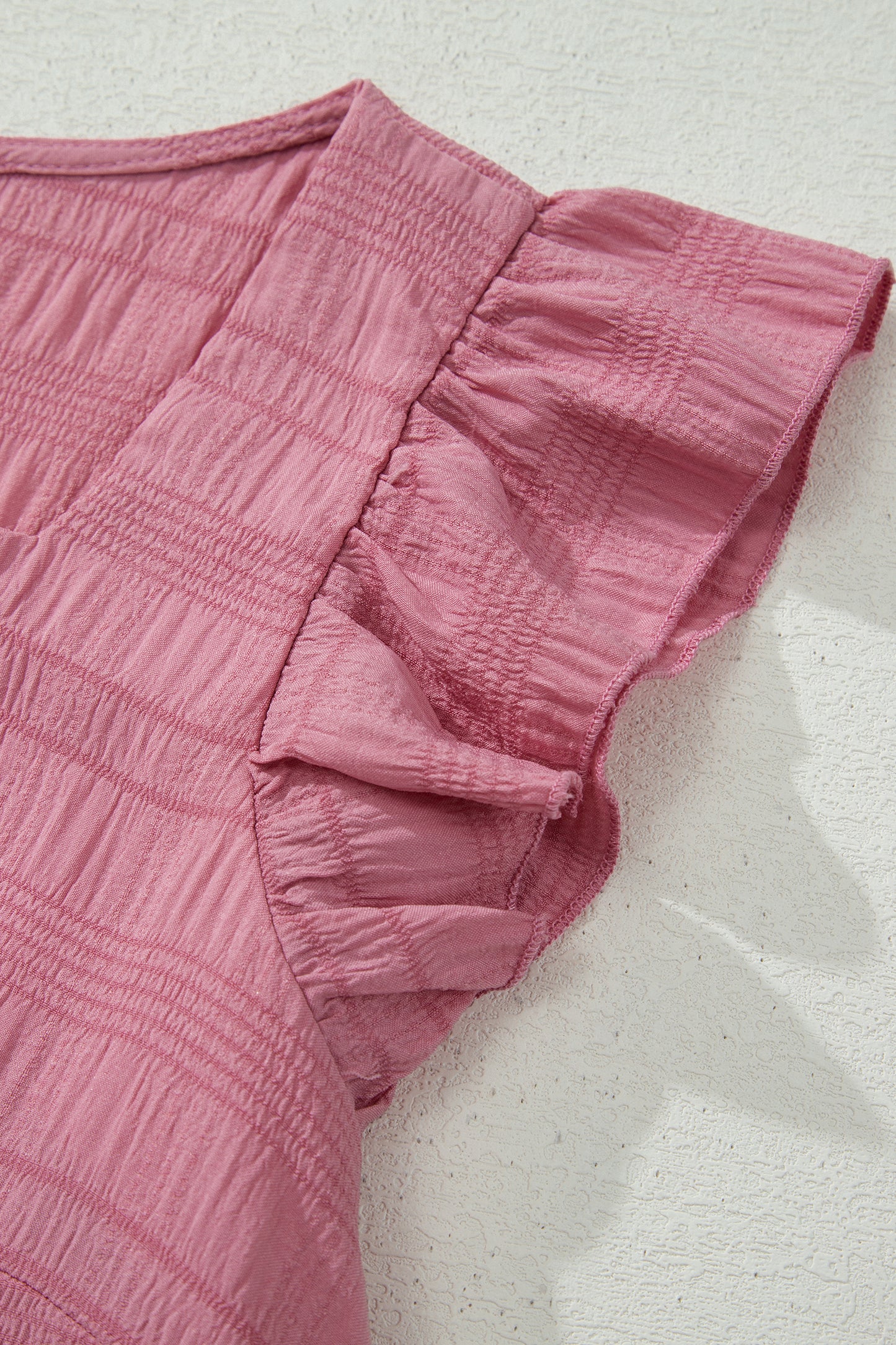 Textured Square Neck Top and Shirred High Waist Shorts Set