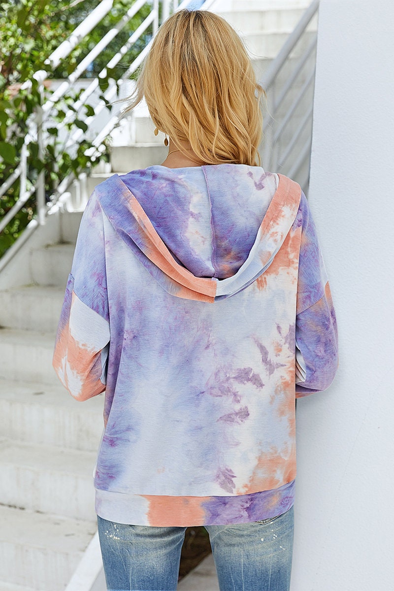 Trendy Tie Dye Zip Hoodie