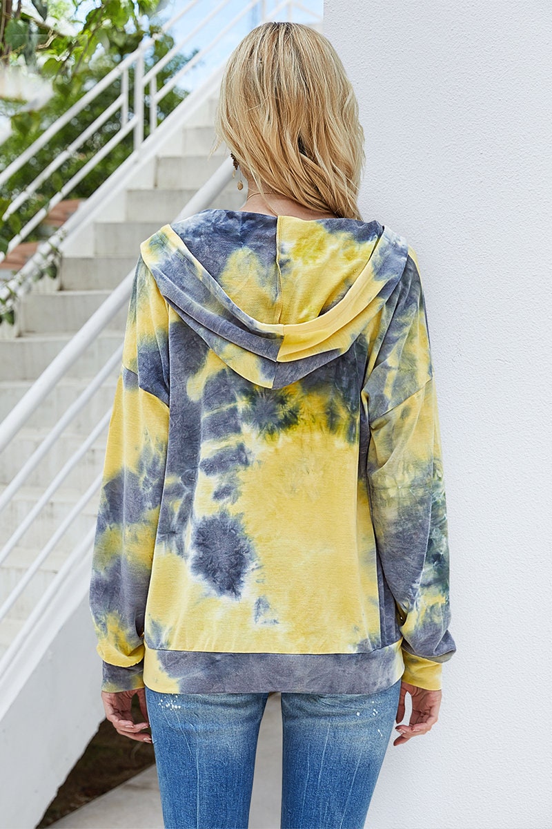 Trendy Tie Dye Zip Hoodie