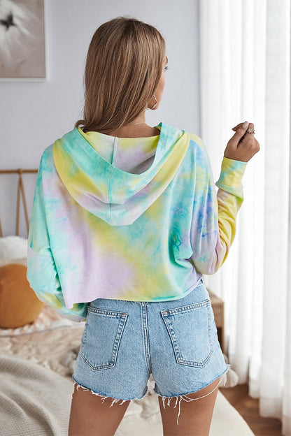 Tie Dye Crop Pullover Hoodie Sweatshirt