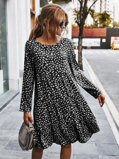 Polka Dot Ruffle Sleeve Dress