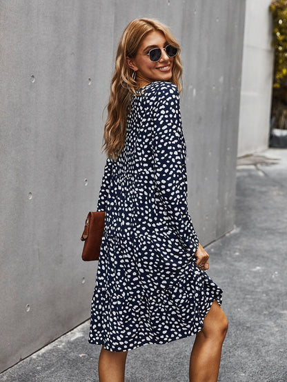 Polka Dot Ruffle Sleeve Dress