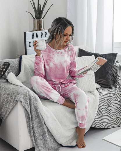 Comfy Round Neck Tie Dye Women Top and Pants Set