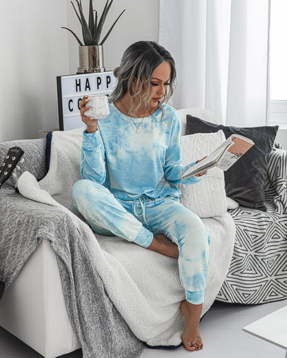 Comfy Round Neck Tie Dye Women Top and Pants Set