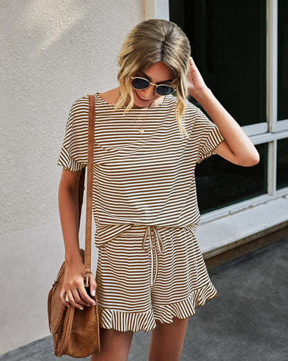 Striped Ruffle Lounge Set