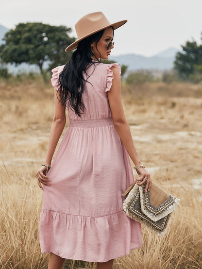 Elegant Lace Hollow Out Midi Dress