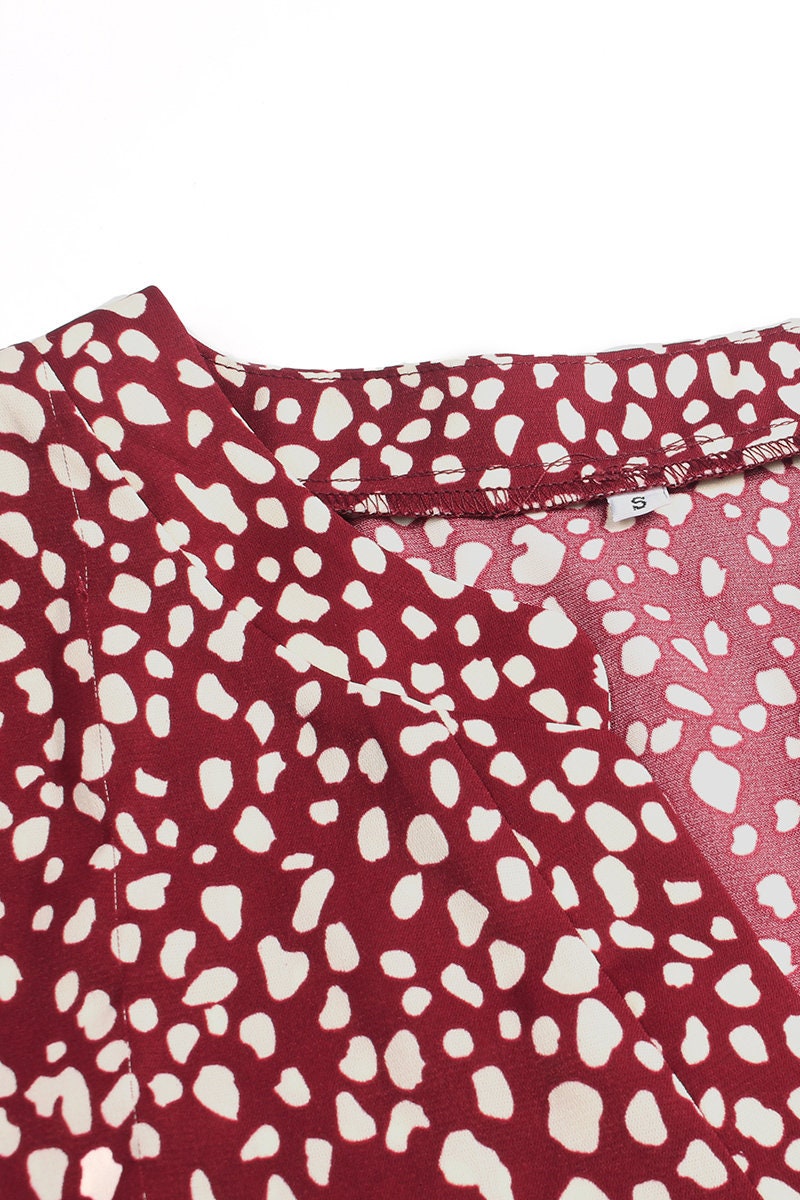 Polka Dot V Neck Short Dress