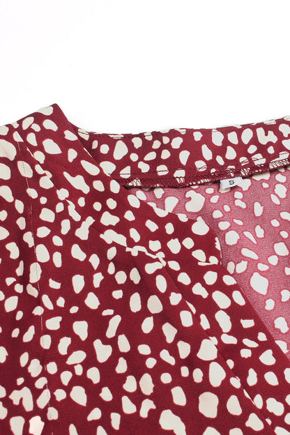 Polka Dot V Neck Short Dress