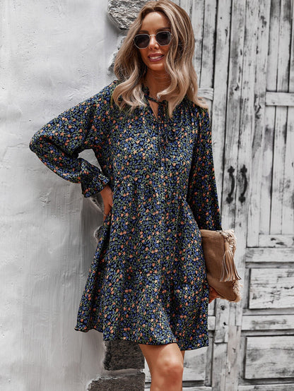Floral V Neck Boho Dress