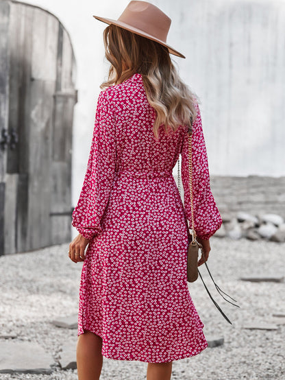 Boho Floral V-Neck Midi Dress