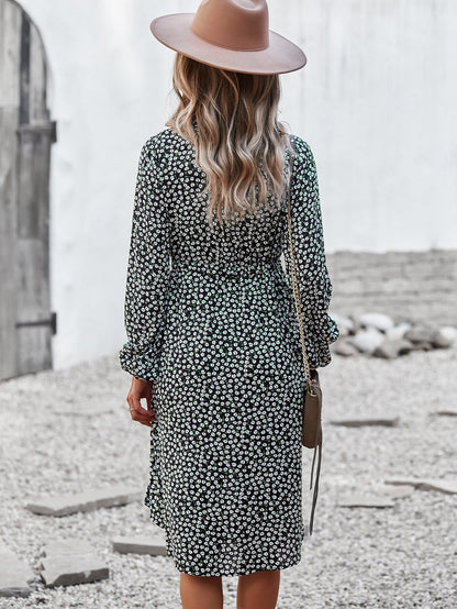 Boho Floral V-Neck Midi Dress