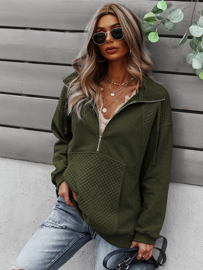 Cozy Zip-Up Kangaroo Pocket Pullover Sweater