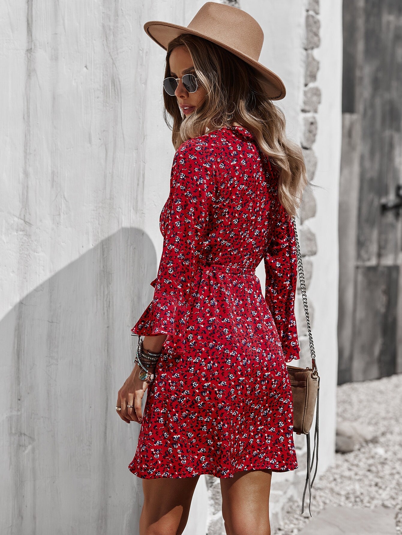 Floral Wrap Boho Dress