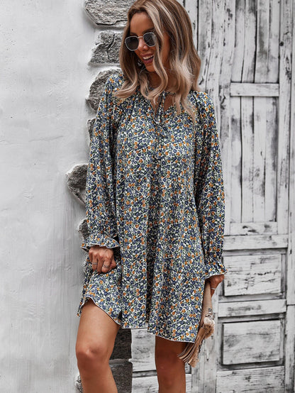 Floral V Neck Boho Dress
