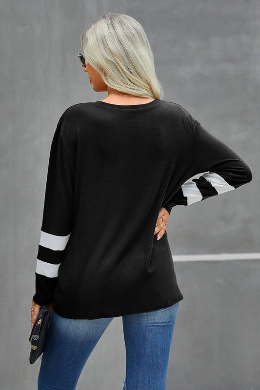 Striped Wrap Long Sleeve Top