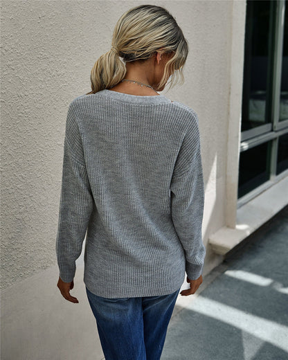 Cozy Chic V Neck Knit Sweater