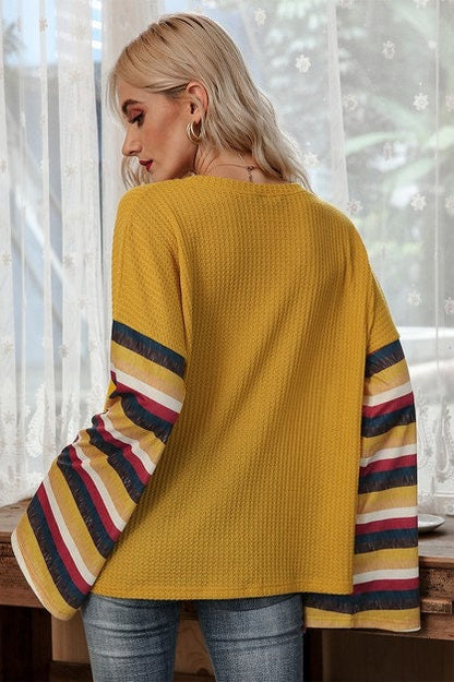 Colorful Striped Bell Sleeve Sweaters