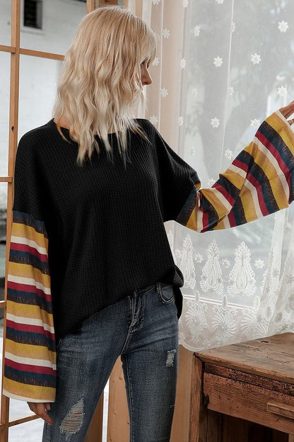 Colorful Striped Bell Sleeve Sweaters