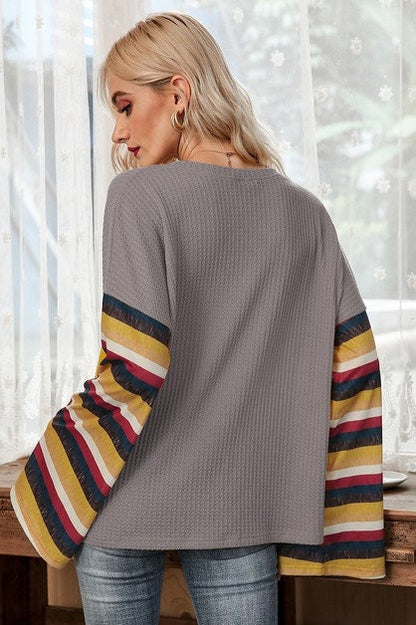Colorful Striped Bell Sleeve Sweaters